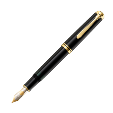 Stylo-plume à piston SOUVERÄN 1000 en résine noire, plume F - Noir