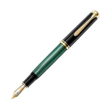 Stylo-plume à piston SOUVERÄN 1000 en résine haute qualité, plume EF - Noir / Vert