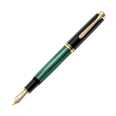 Stylo-plume à piston SOUVERÄN 1000 en résine haute qualité, plume M - Noir / Vert