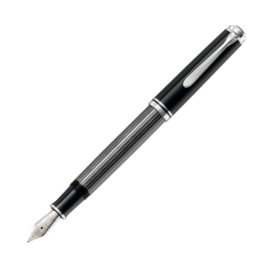 Stylo-plume à piston SOUVERÄN 805 Stresemann en résine haute qualité, plume EF - Noir / Anthracite