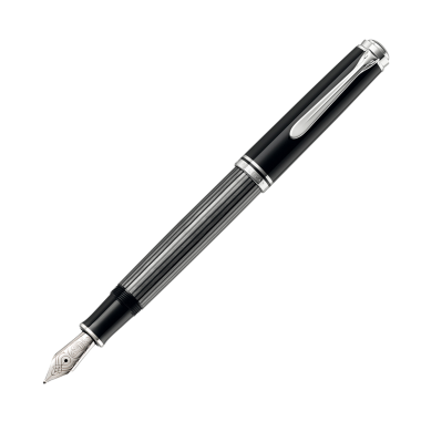 Stylo-plume à piston SOUVERÄN 805 Stresemann en résine haute qualité, plume M - Noir / Anthracite