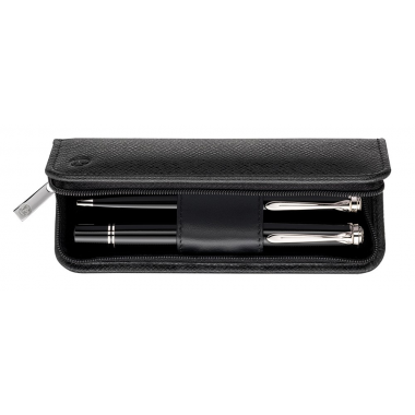 Etui en cuir-2 instr.d'écrit. TGX2Z-noir