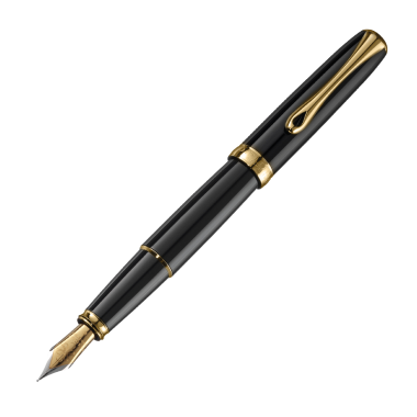 Stylo-plume Excellence A2 laqué noir doré 14 carats - M