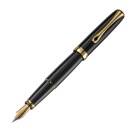 Stylo-plume Excellence A2 laqué noir doré 14 carats - M