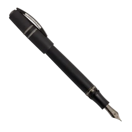 Stylo-plume Homo Sapiens Dark Age en lave avec inserts en acier ruthénié - BLACK LAVA F