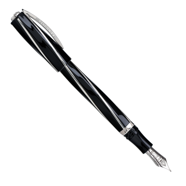 Stylo-plume Divina Elegance en résine avec inserts en argent 925‰ - BLACK F