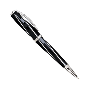 Stylo bille Divina Elegance en résine avec inserts en argent 925‰ - BLACK