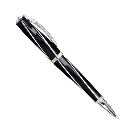 Stylo bille Divina Elegance en résine avec inserts en argent 925‰ - BLACK