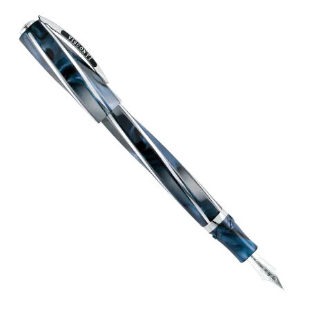 Stylo-plume Divina Elegance en résine avec inserts en argent 925‰ - IMPERIAL BLU S