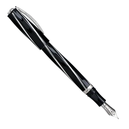 Stylo-plume Divina Elegance en résine avec inserts en argent 925‰ - BLACK B