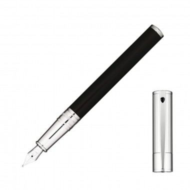Stylo plume (M) S.T. Dupont D-Initial - Noir/Chromé Ligné