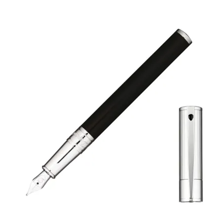 Stylo plume (M) S.T. Dupont D-Initial - Noir/Chromé Ligné