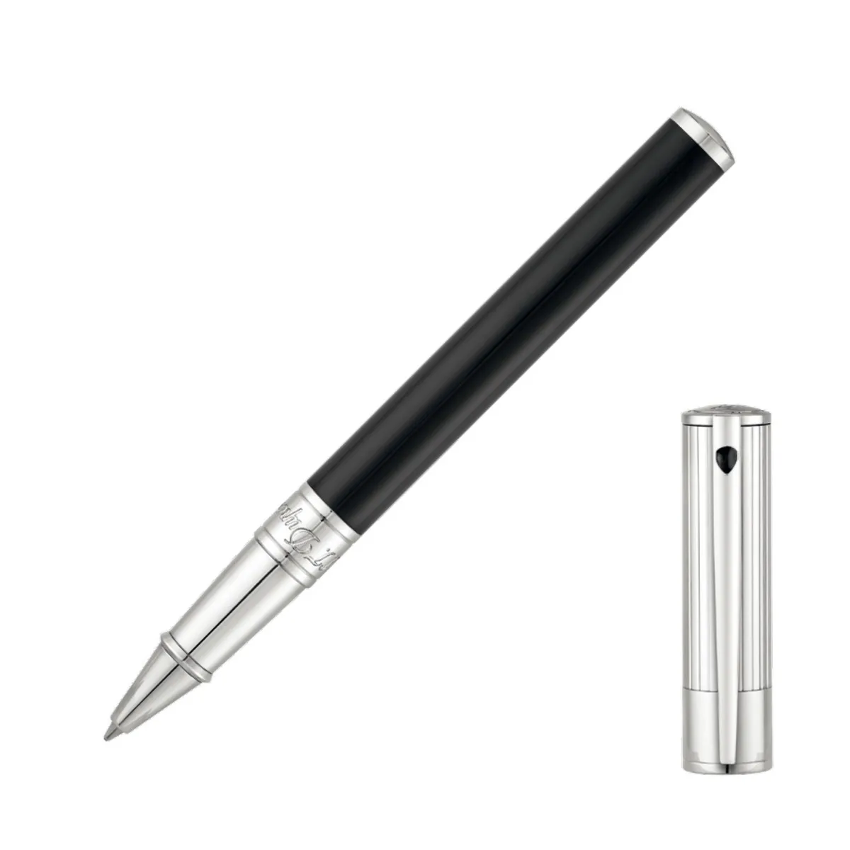 Stylo Roller S.T. Dupont - D-Initial Noir/Chromé Ligné
