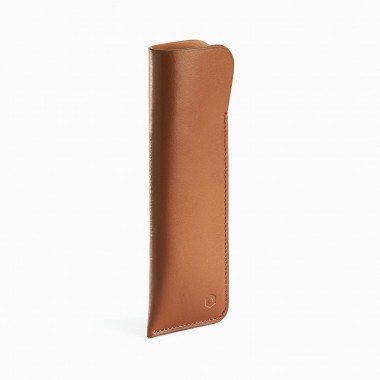 ETUI POUR 2 STYLOS CUIR CAMEL