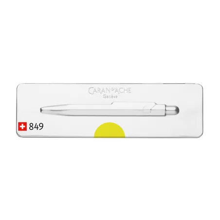 Stylo Bille 849 Caran d'Ache POPLINE Jaune Fluo - avec Étui Slimpack