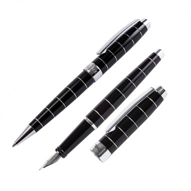 Parure Stylo-plume/stylo bille Lined Black