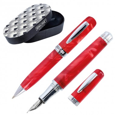 Parure Stylo-plume M / stylo bille Bohemian Art Red (stylos en résine)