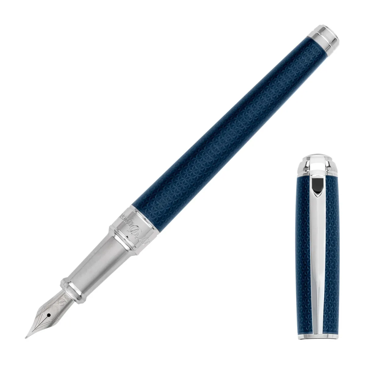 Stylo-plume (M) S.T Dupont - Line D - Firehead Bleu/Palladium