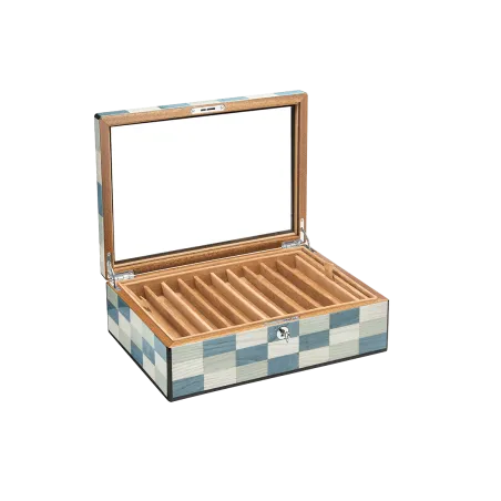Coffrets Stylos MORICI - VENEZIA // LAGUNA. Couvercle Vitré.  Capacité 20 stylos. Finition vernis brillant.