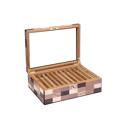 Coffrets Stylos MORICI - VENEZIA // SESTRIERE. Couvercle Vitré.  Capacité 20 stylos. Finition vernis brillant.