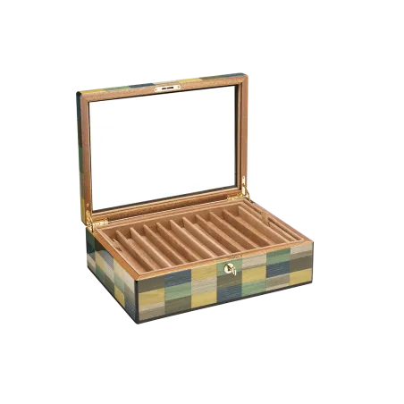 Coffrets Stylos  MORICI - VENEZIA // MESTRE. Couvercle Vitré.  Capacité 20 stylos. Finition vernis brillant.