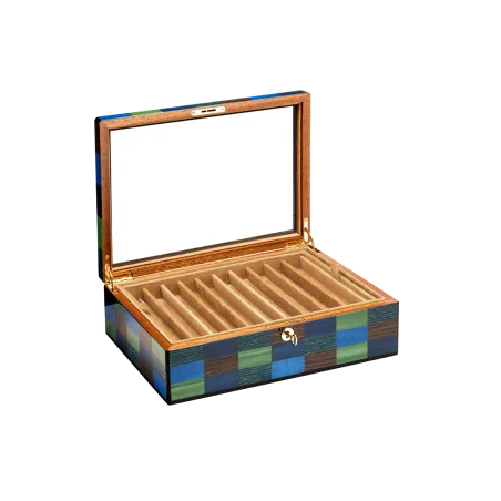 Coffrets Montres MORICI - VENEZIA // CANNAREGIO.Couvercle Vitré.  Capacité 20 stylos. Finition vernis brillant.