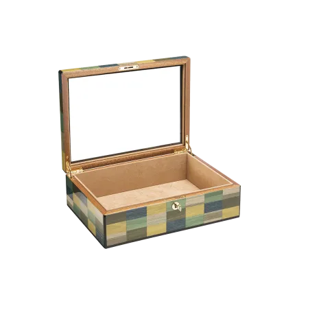 Coffrets Vide MORICI - VENEZIA // MESTRE. Couvercle Vitré. Finition vernis brillant.