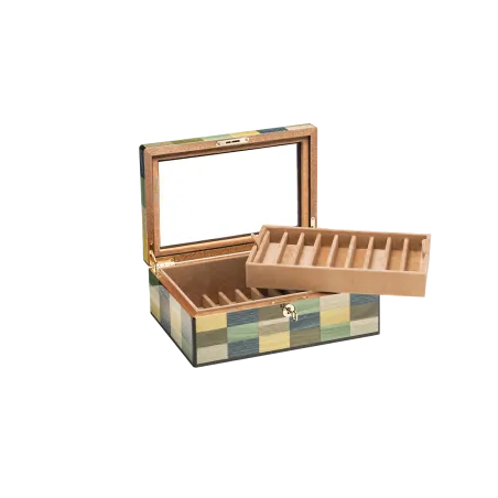 Coffrets Stylos  MORICI - VENEZIA // MESTRE. Couvercle Vitré. Capacité 18 stylos. Finition vernis brillant.