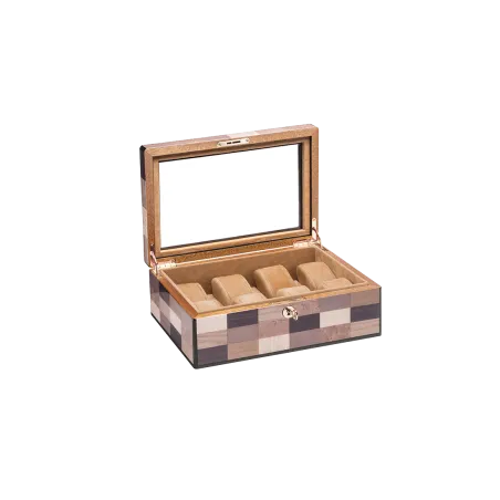 Coffrets à Montres MORICI - VENEZIA // SESTRIERE. Couvercle Vitré. Capacité 8 montres. Finition vernis brillant.