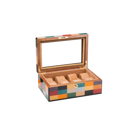 Coffrets à Montres MORICI - VENEZIA // RIALTO. Couvercle Vitré. Capacité 8 montres. Finition vernis brillant.