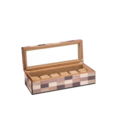 Coffrets à Montres MORICI - VENEZIA // LAGUNA. Couvercle Vitré. Capacité 6 montres. Finition vernis brillant.