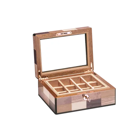 Coffrets  Bijouterie  MORICI - VENEZIA // SESTRIERE. Couvercle Vitré. Finition vernis brillant.