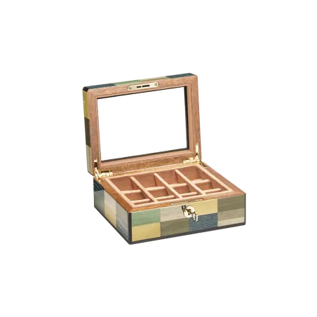 Coffrets  Bijouterie MORICI - VENEZIA // MESTRE. Couvercle Vitré. Finition vernis brillant.