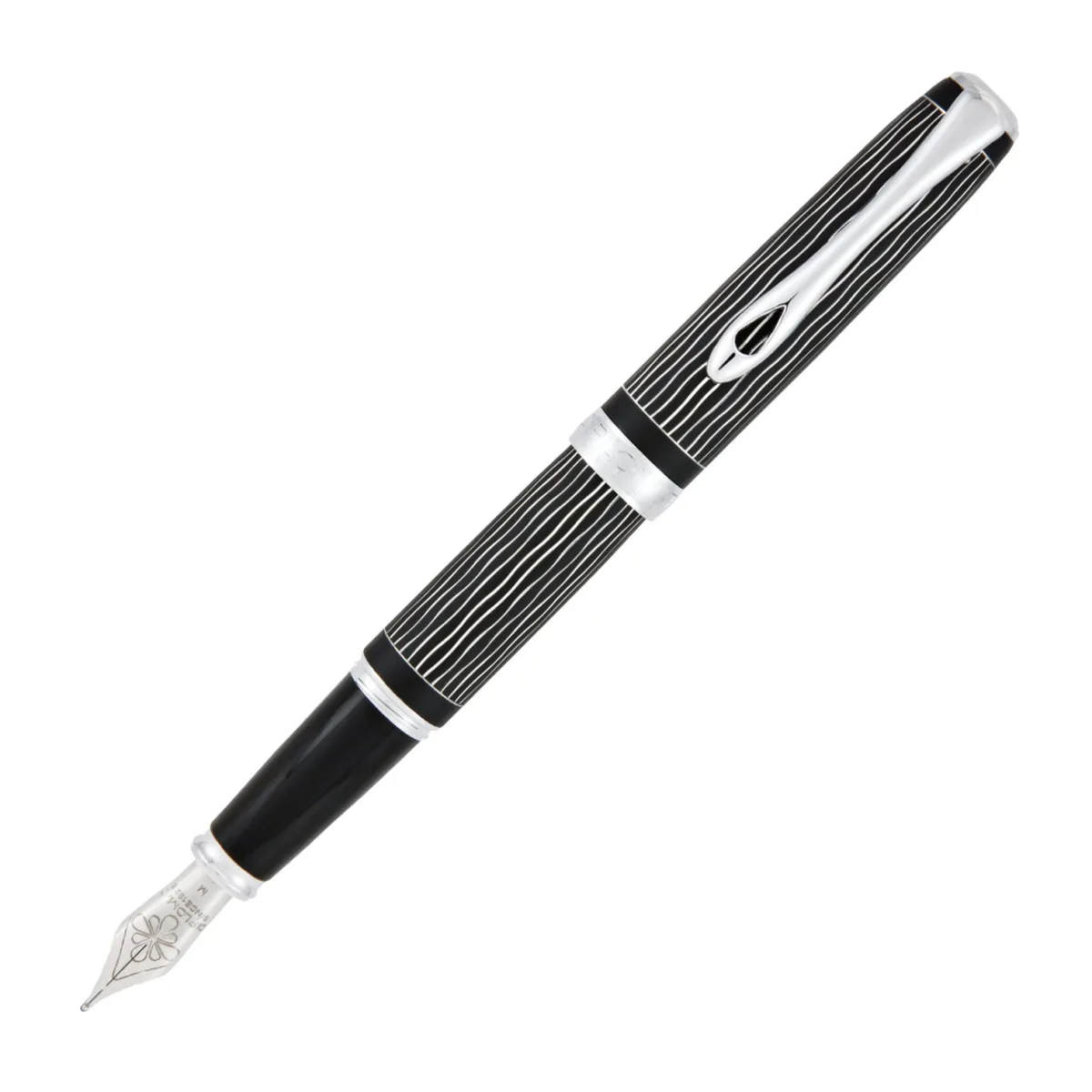 Stylo Plume M Diplomat Excellence A+ Wave guilloché lapis noir chrome