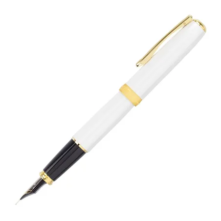 Stylo-Plume Diplomat Excellence A2 Blanc perle doré 14CT
