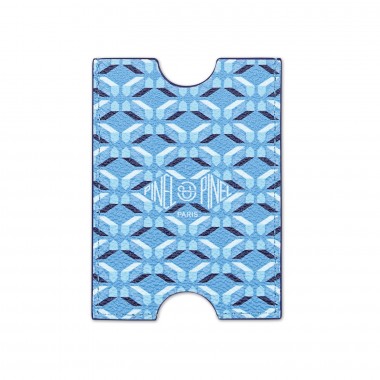 Porte-cartes PINEL & PINEL hublot en toile enduite azur - chevre fuschia