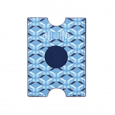 Porte-cartes PINEL & PINEL hublot en toile enduite azur - chevre fuschia