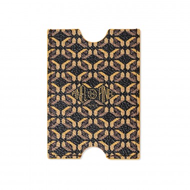 Porte-cartes PINEL & PINEL hublot en toile enduite mocaccino - chevre fuschia