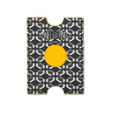 Porte-cartes PINEL & PINEL hublot en toile enduite perfect black - chevre fuschia