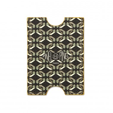 Porte-cartes PINEL & PINEL hublot en toile enduite sexy black - chevre fuschia