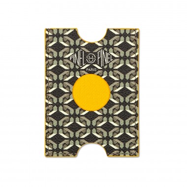 Porte-cartes PINEL & PINEL hublot en toile enduite sexy black - chevre fuschia
