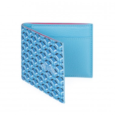 portefeuille PINEL & PINEL manhattan 7c toile enduite azur