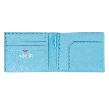 portefeuille PINEL & PINEL manhattan 7c toile enduite azur