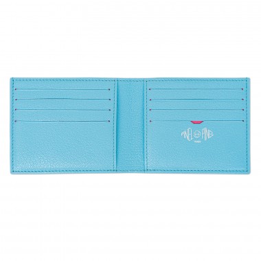 portefeuille PINEL & PINEL manhattan 8c toile enduite azur
