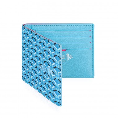 portefeuille PINEL & PINEL manhattan 8c toile enduite azur