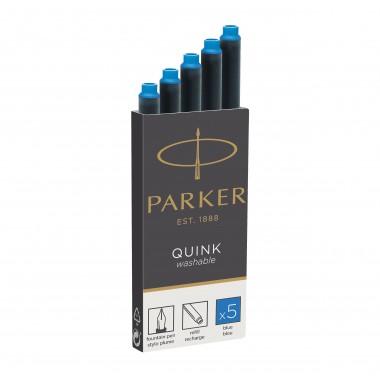 PARKER Quink 5 cartouches longues, encre bleue effaçable