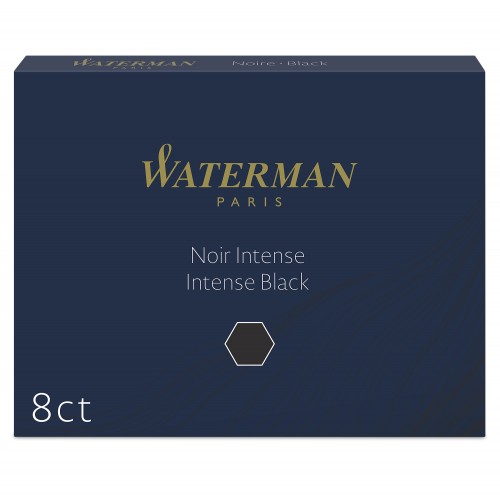 WATERMAN boîte de 8 cartouches longues - encre Noir intense pour Stylo plume