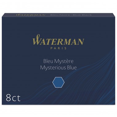 WATERMAN boîte de 8 cartouches longues - encre Bleu Mystère pour Stylo plume