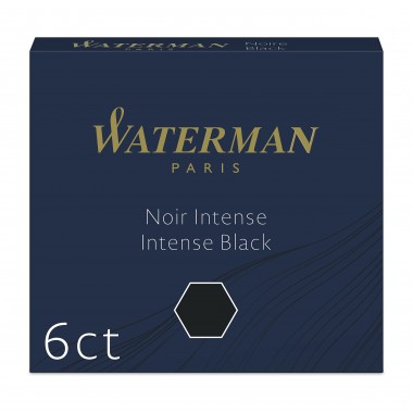 WATERMAN cartouches d’encre pour Stylo plume - petit format « international » - couleur Noir Intense - boîte de 6