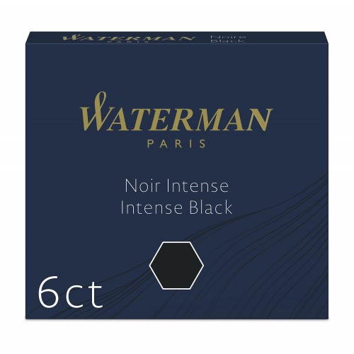 WATERMAN cartouches d’encre pour Stylo plume - petit format « international » - couleur Noir Intense - boîte de 6